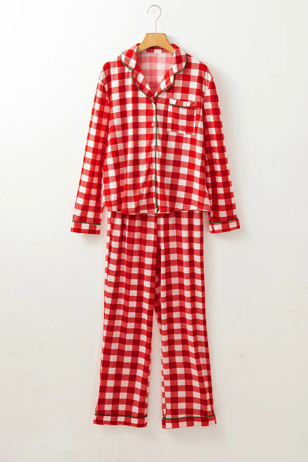 Fiery Red Christmas Plaid Pajama Set