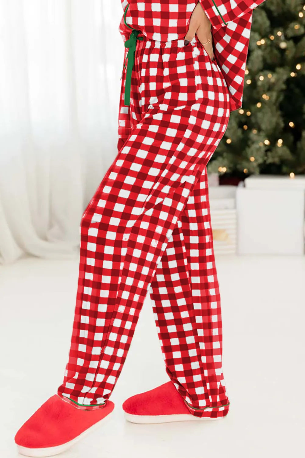 Fiery Red Christmas Plaid Pajama Set