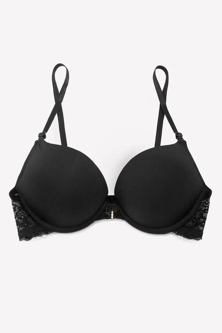 Extreme Push-Up Bra Black W Lace Wings