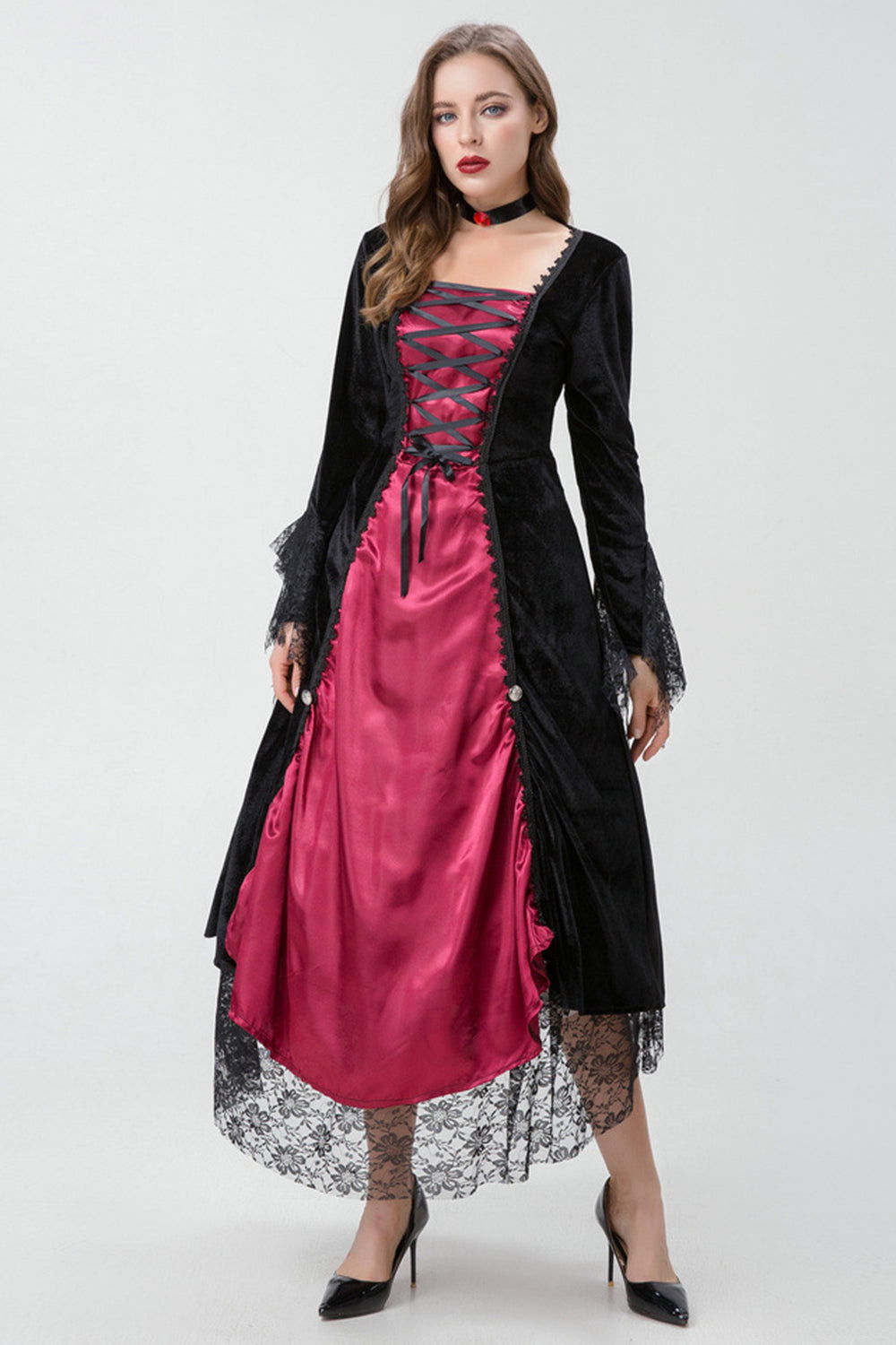 Gothic Burgundy Halloween Dress - Swaggy Fit