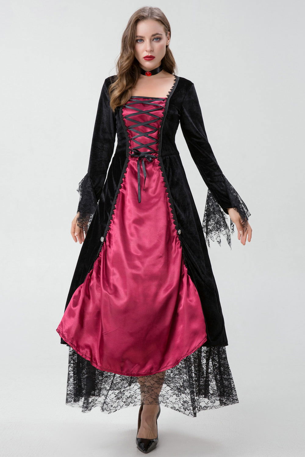 Gothic Burgundy Halloween Dress - Swaggy Fit - Swaggy Fit - Gothic Burgundy Halloween Dress - Swaggy Fit 