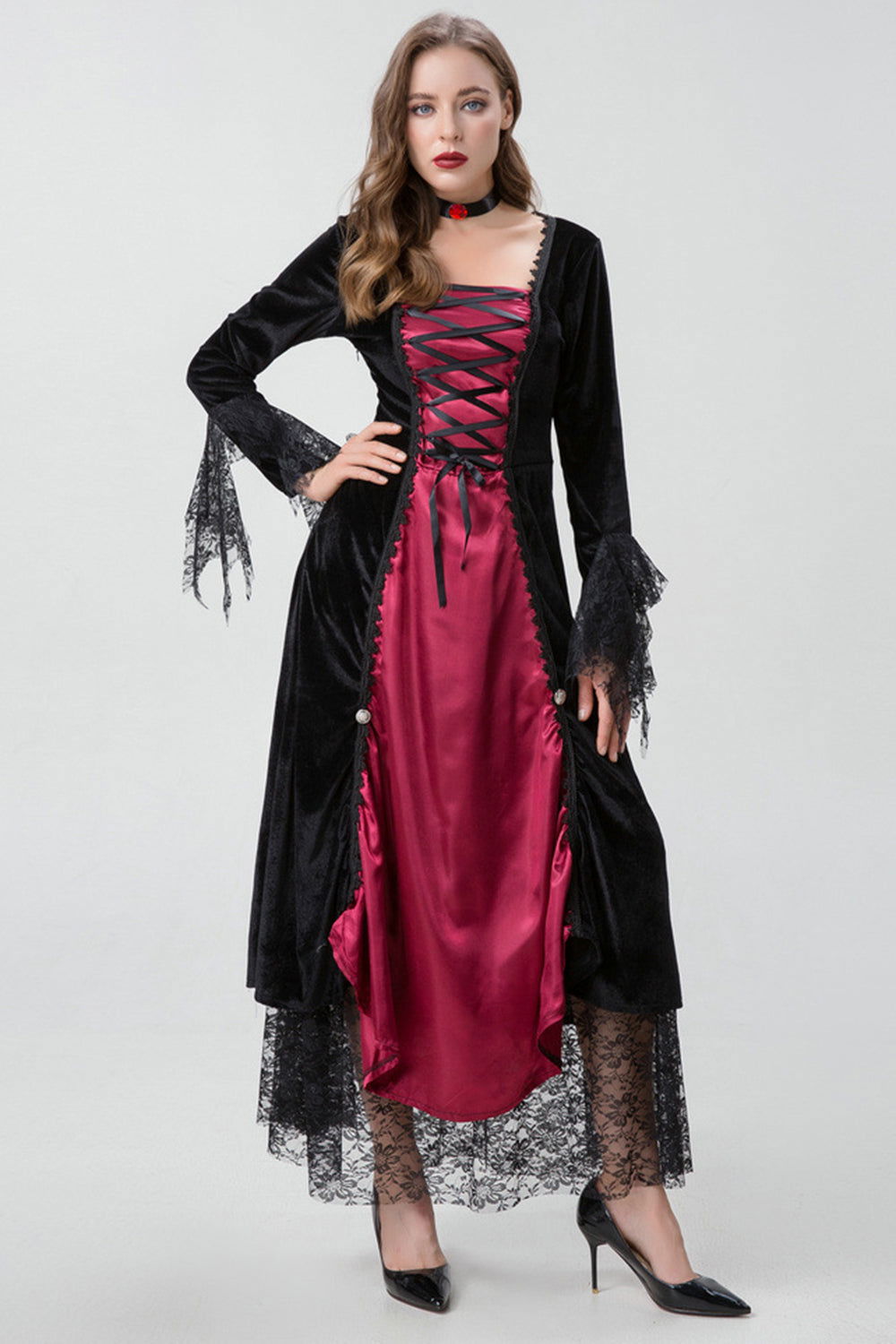 Gothic Burgundy Halloween Dress - Swaggy Fit - Swaggy Fit - Gothic Burgundy Halloween Dress - Swaggy Fit 