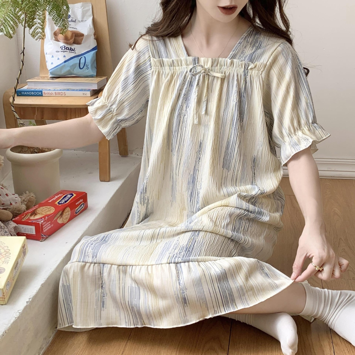 Women Cotton Blend Nightgown - Swaggy Fit