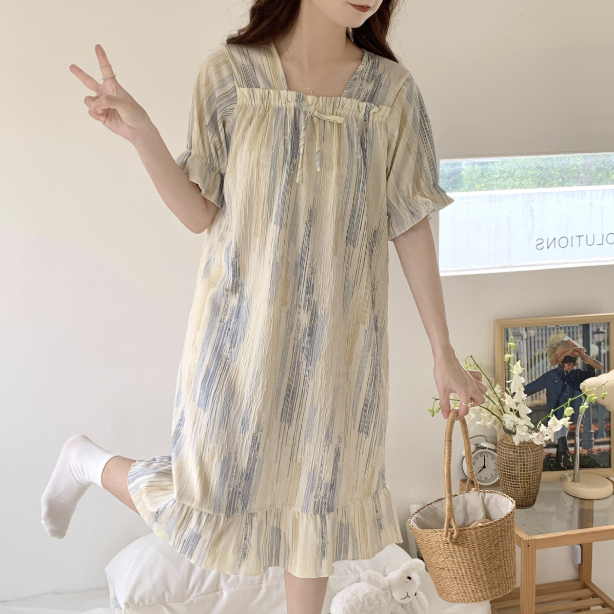 Women Cotton Blend Nightgown - Swaggy Fit