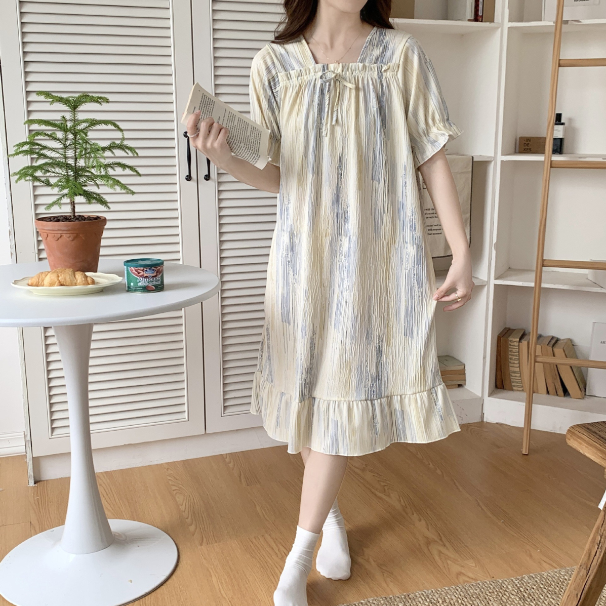 Women Cotton Blend Nightgown - Swaggy Fit