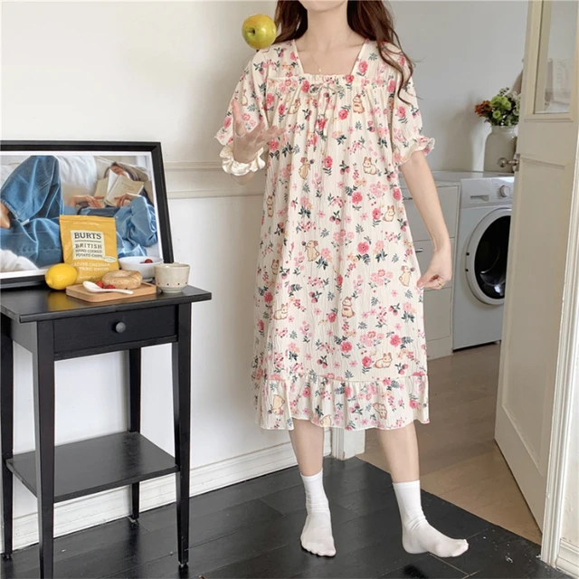 Women Cotton Blend Nightgown - Swaggy Fit