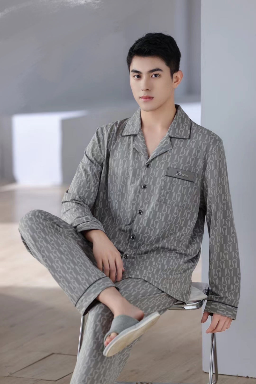 2Pcs Men Cotton Pajamas